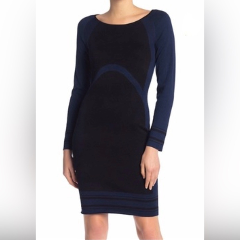 Max studio sweater dress black/blue accent